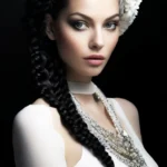 6 фотография женщины с каскадом белых и чёрных волос