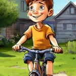 7 рисунок, шарж, комикс, карикатура, ребятня во дворе, на самокатах