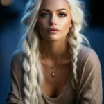 Потрясающая цифровая фотография женщины с каскадом белых волос, половина из которых заплетена в изящную косу
