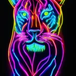 Непрерывная линия, рисунок пантеры, однолинейный непрерывный неон, эстетично, красиво, реалистично, 30mm lens