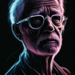2 рисунок, контур деда, чёрный фон, неон одной линией, профессионально, эстетично, красиво, реалистично, 4k, 30mm lens v.1.3