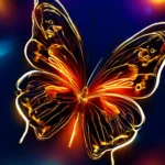 Непрерывная линия, рисунок бабочки, однолинейный непрерывный неон, эстетично, красиво, реалистично, 30mm lens, 4k, высокое разрешение, высокая детализация, крупным планом