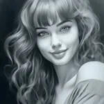 Женщина, ярко синие глазая, в глазах отражение