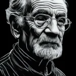 4 рисунок, контур деда, чёрный фон, неон одной линией, профессионально, эстетично, красиво, реалистично, 4k, 30mm lens v.1.3