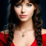 Прекрасная девушка, чёлка, голубые глаза, брюнетка