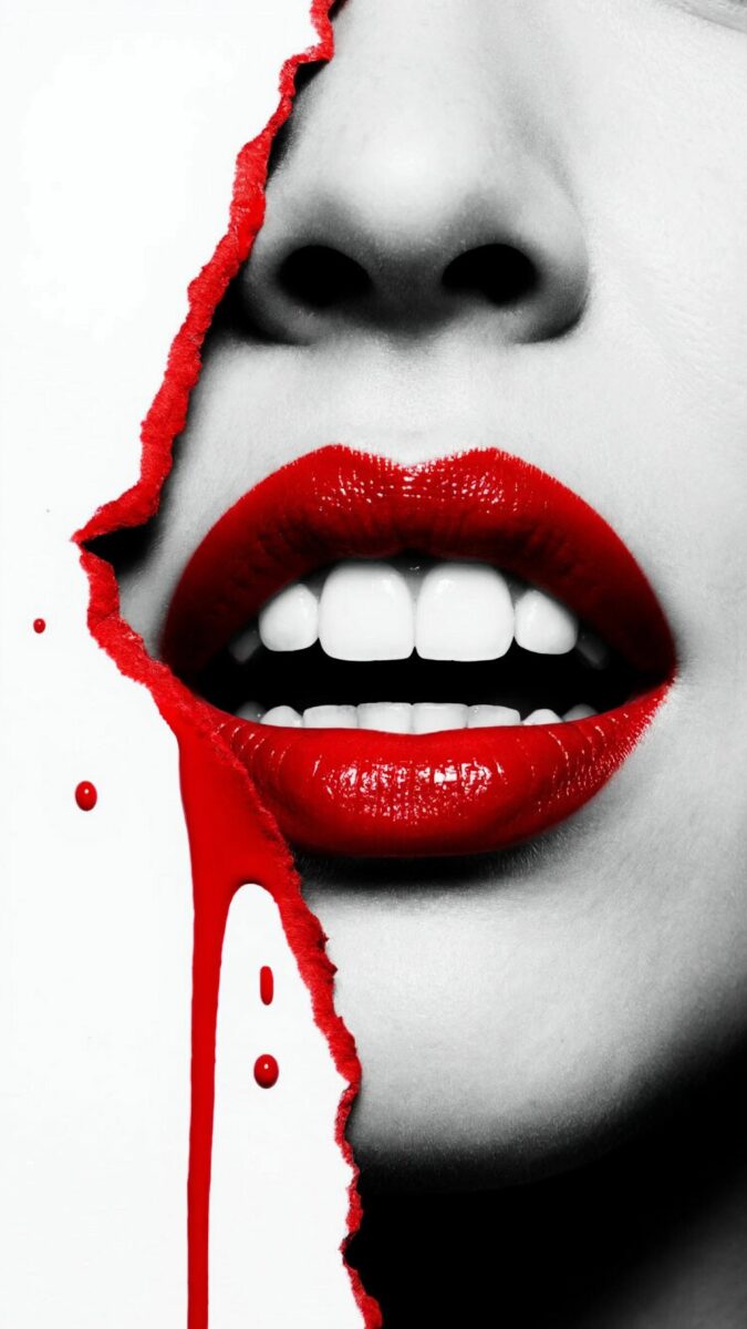 Фрагмент женского лица, включающий нос и рот